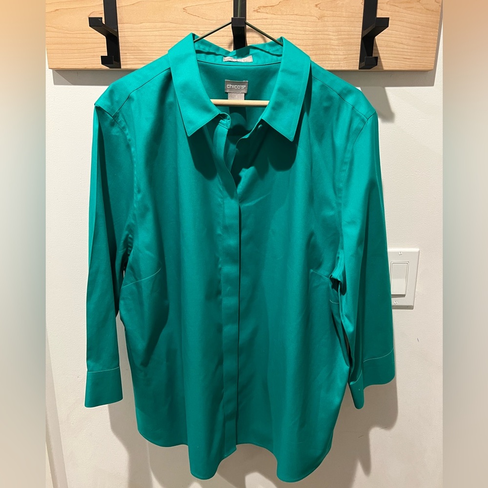 Chico's Teal Green Button Down Shirt